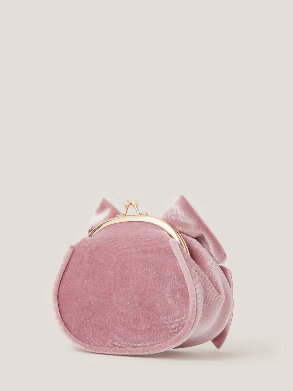 Monsoon Pink Velvet Bow Clip Frame Bag Online