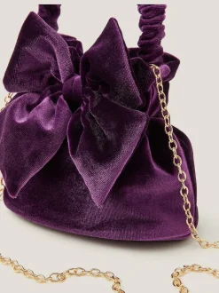 Monsoon Purple Bow Velvet Pouch Bag Best