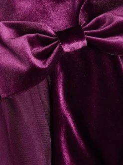 Monsoon Velvet Bow Party Dress Purple Hot