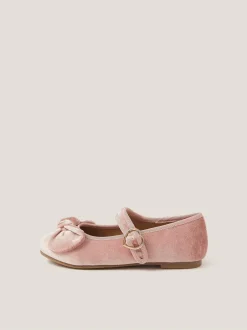 Monsoon Red Velvet Bow Strap Ballet Flats Discount