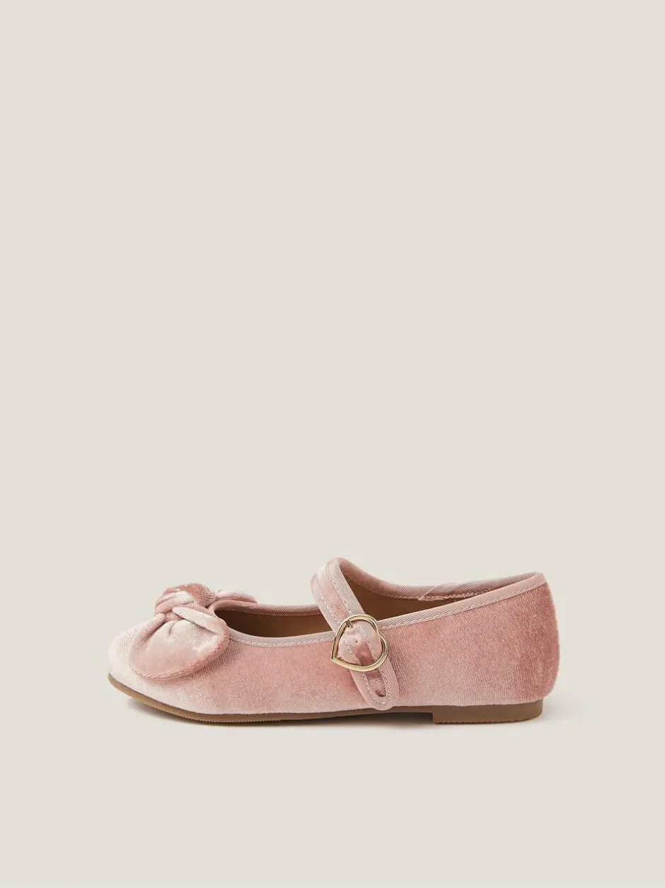 Monsoon Red Velvet Bow Strap Ballet Flats Discount