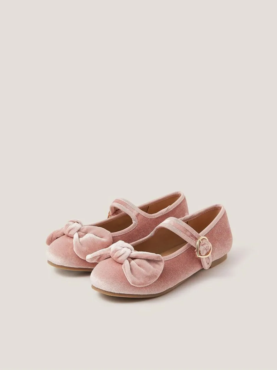 Monsoon Red Velvet Bow Strap Ballet Flats Discount