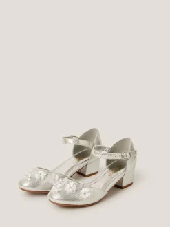 Monsoon Silver Applique Flower Two Part Heels New