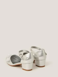 Monsoon Silver Applique Flower Two Part Heels New