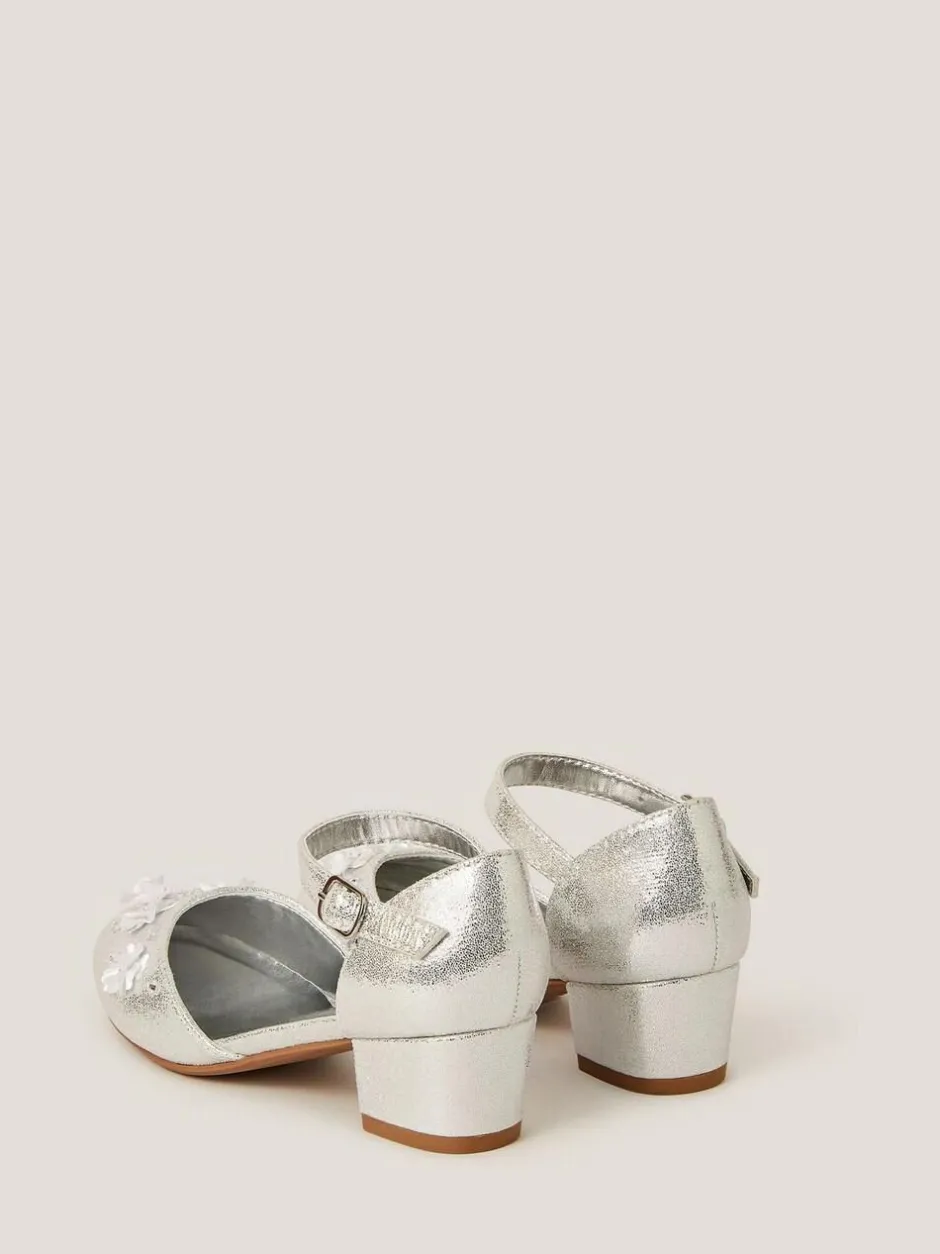 Monsoon Silver Applique Flower Two Part Heels New