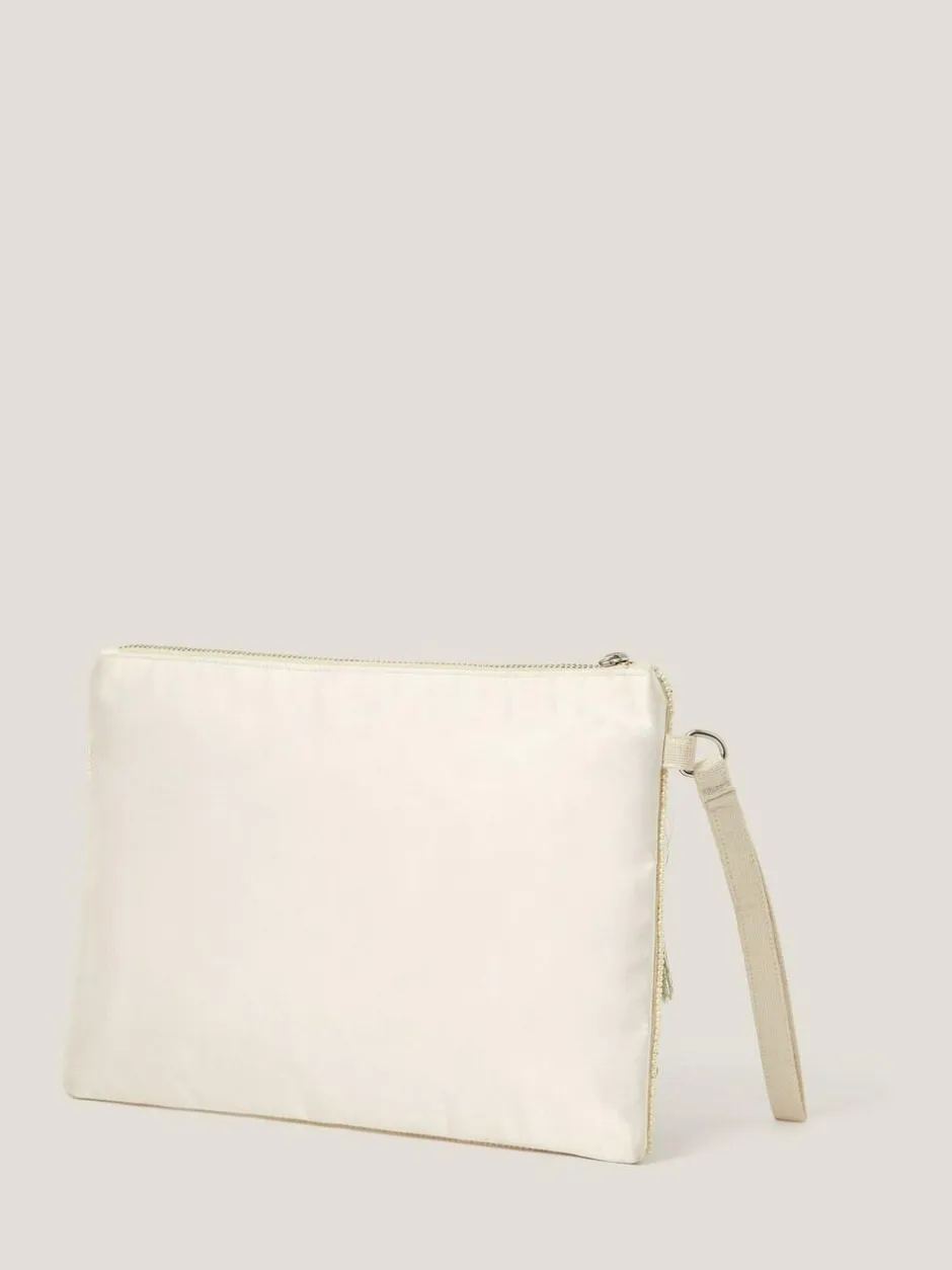 Monsoon Silver Febe Floral Embellished Tassel Pouch Online