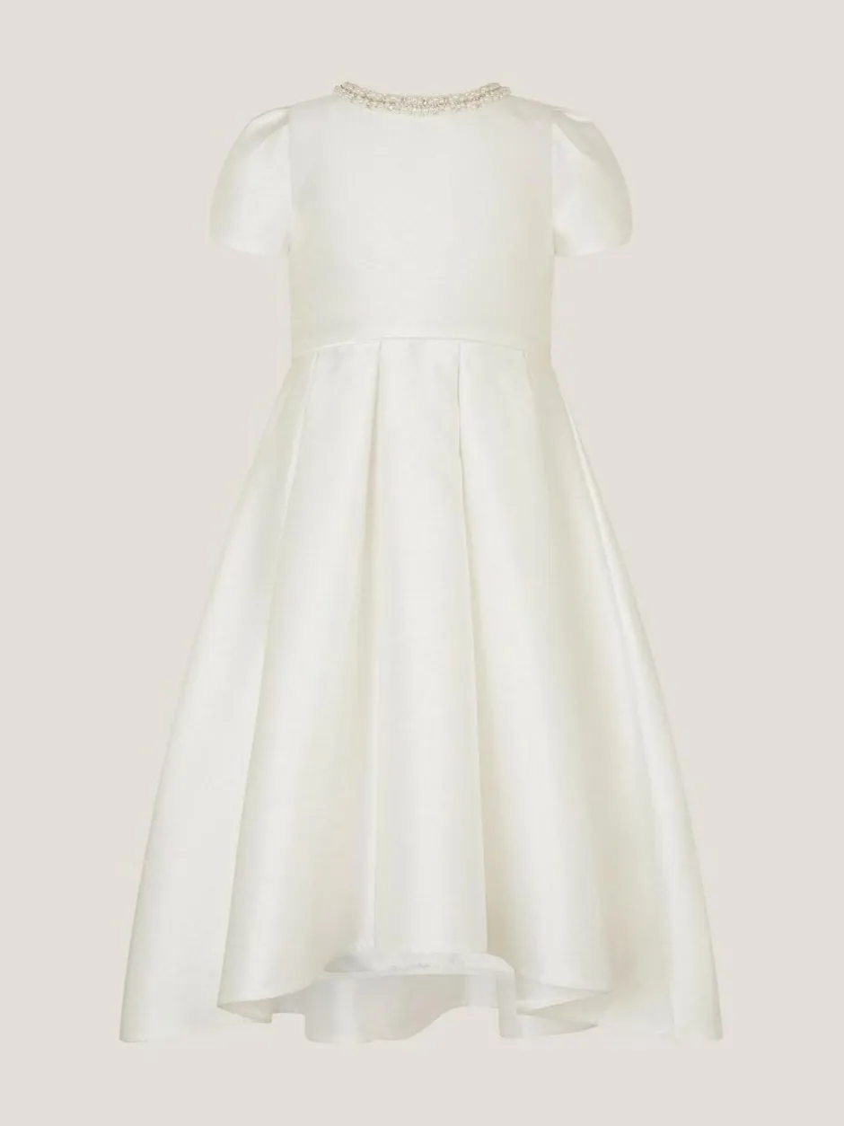 Monsoon White Isabella Short Sleeve Pearl Effect Embellished Dress Clearance