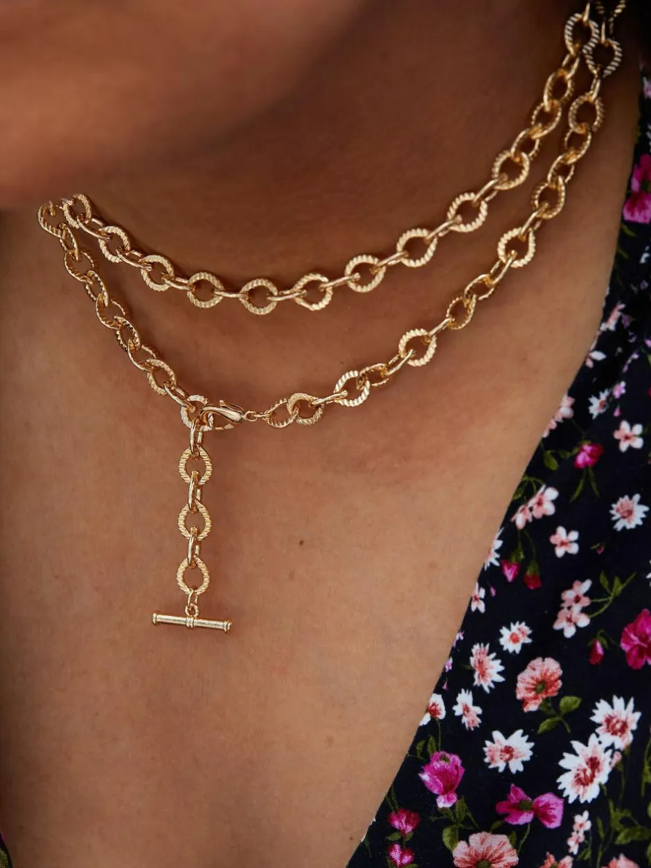 Mood Gold Polished Textured Chain Belt