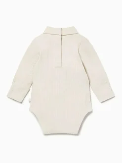 Mori Ribbed Roll Neck Supersoft Bodysuit Cream Sale