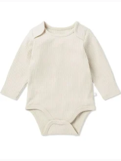 Mori Ribbed Stretch Long Sleeve Envelope Neckline Bodysuit Natural Online