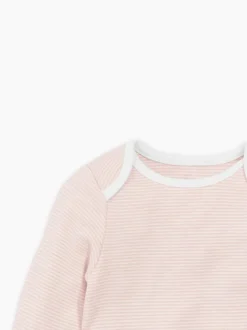 Mori Long Sleeve Envelope Neckline Bodysuit Pink Stripe Outlet
