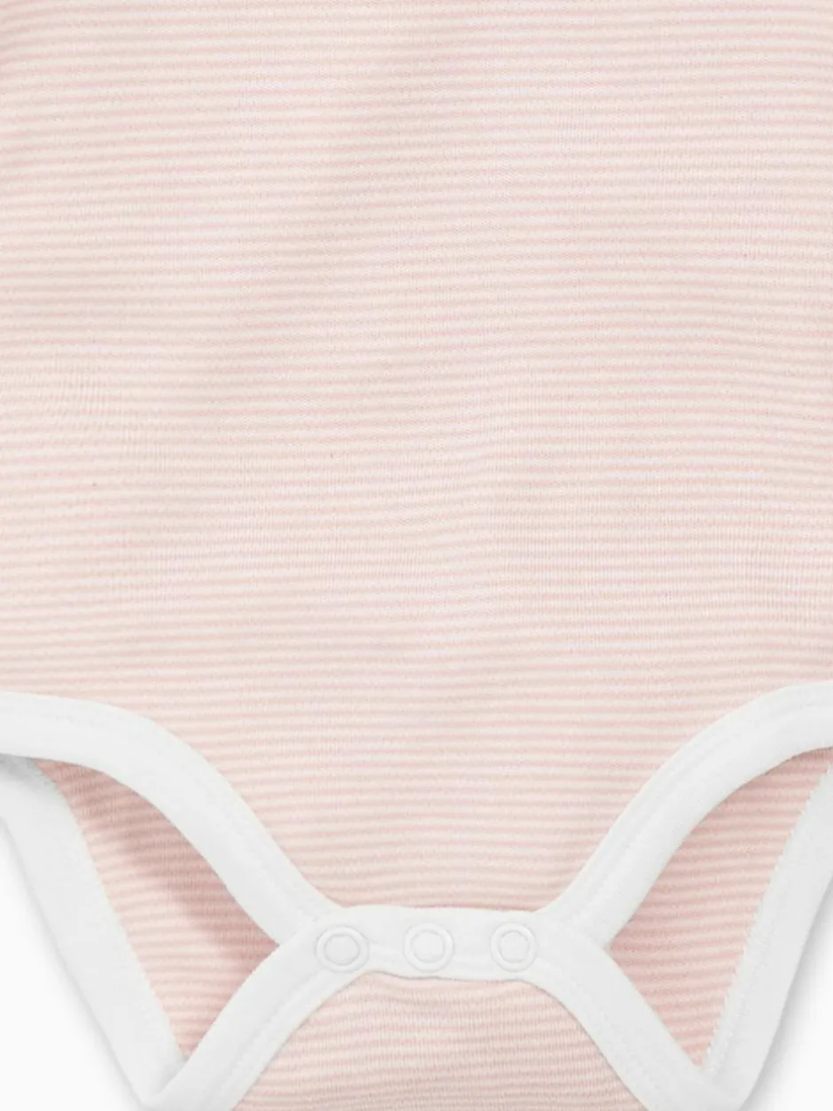 Mori Long Sleeve Envelope Neckline Bodysuit Pink Stripe Outlet
