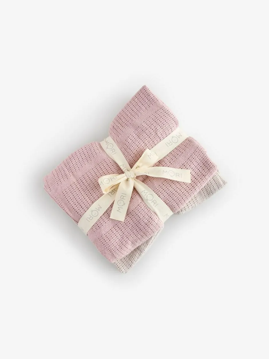 Mori Supersoft Cellular Blankets 2 Pack Pink/NEUTRAL Sale