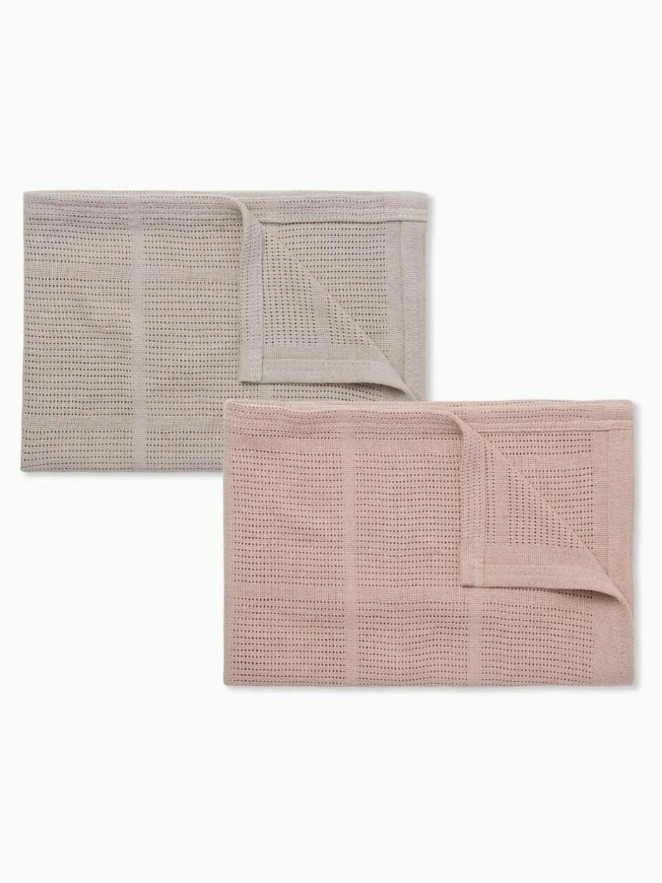 Mori Supersoft Cellular Blankets 2 Pack Pink/NEUTRAL Sale