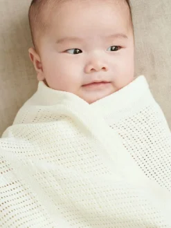 Mori White Blend Cellular Baby Blanket Outlet