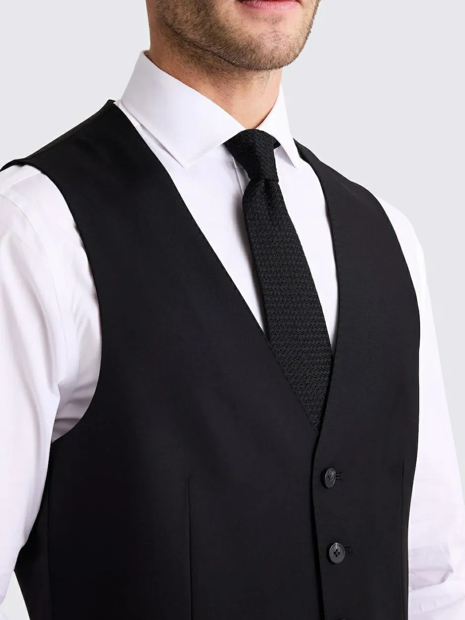 MOSS Tailored Regular Fit Stretch Suit Waistcoat Black Best