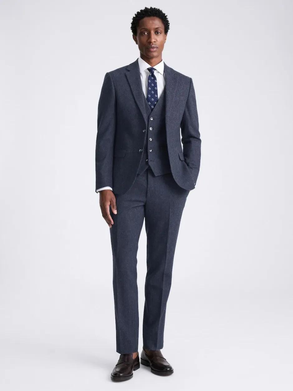 MOSS Slim Donegal Tweed Suit Jacket Blue Hot