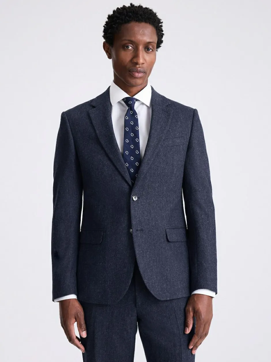 MOSS Slim Donegal Tweed Suit Jacket Blue Hot