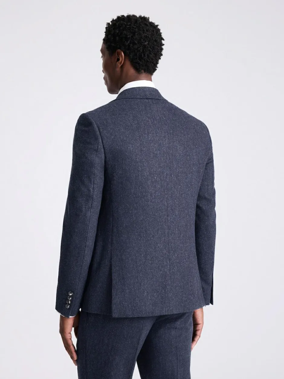 MOSS Slim Donegal Tweed Suit Jacket Blue Hot