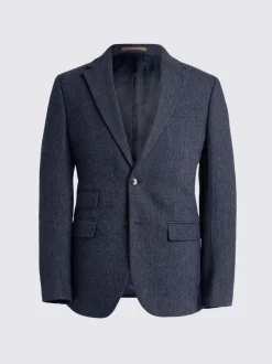MOSS Slim Donegal Tweed Suit Jacket Blue Hot