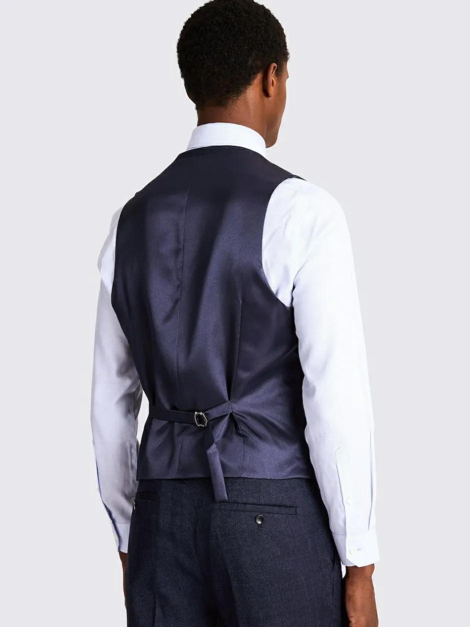 MOSS Blue Slim Twisted Suit Waistcoat Clearance