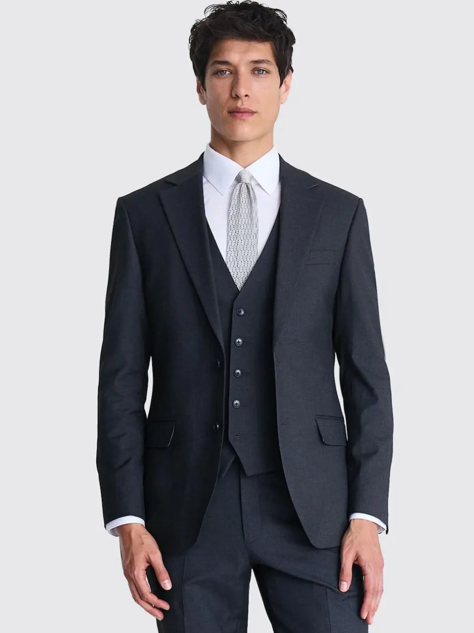 MOSS Tailored Regular Fit Stretch Suit Jacket Charcoal New