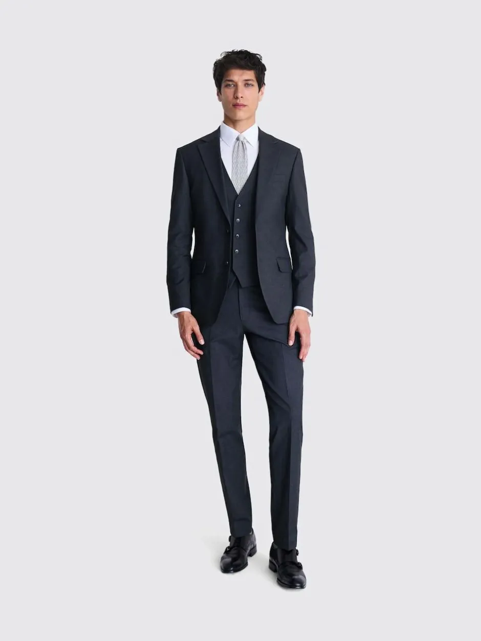 MOSS Tailored Regular Fit Stretch Suit Jacket Charcoal New