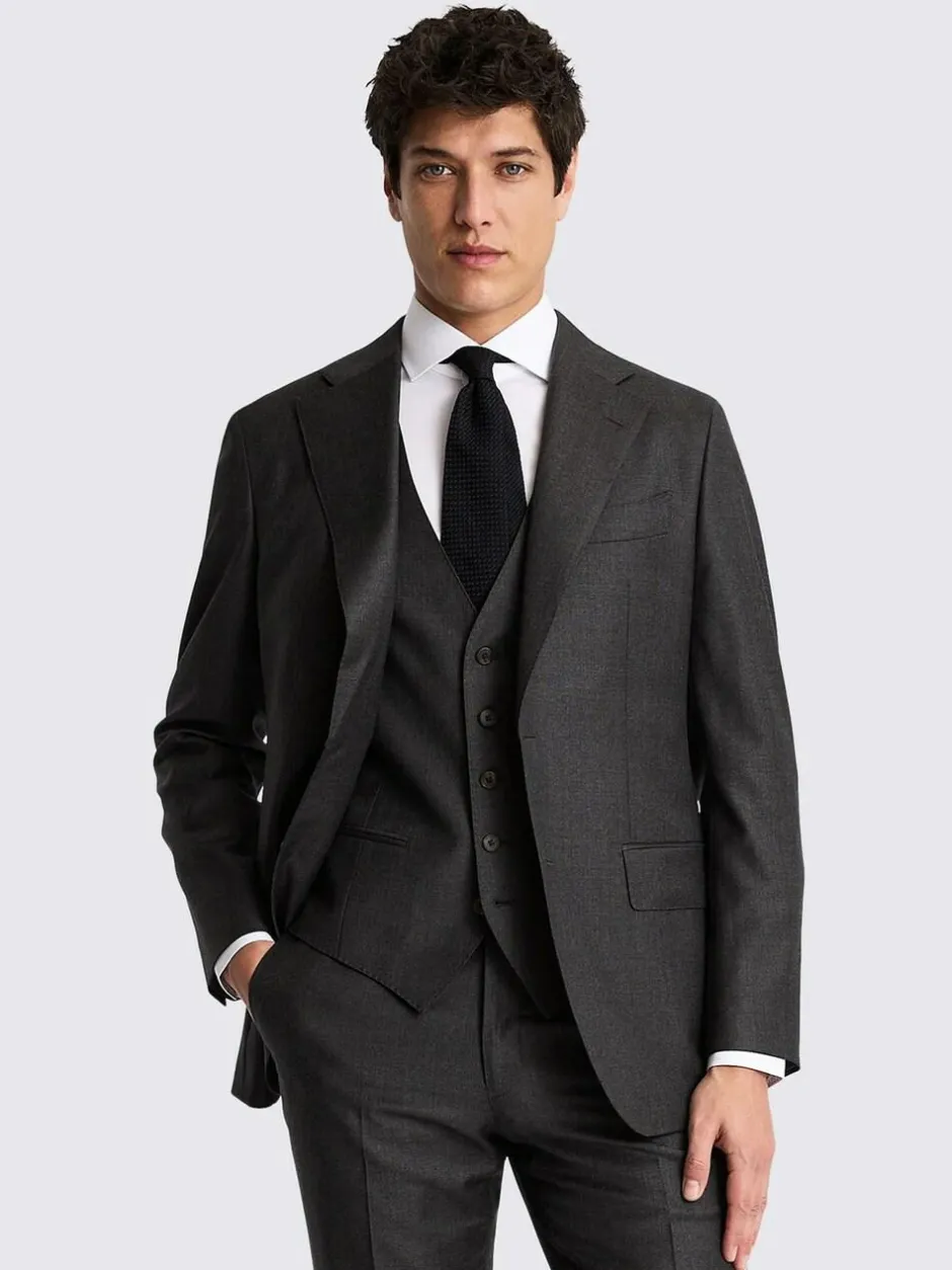 MOSS Tailored Twill Italian Suit Jacket Charcoal Best