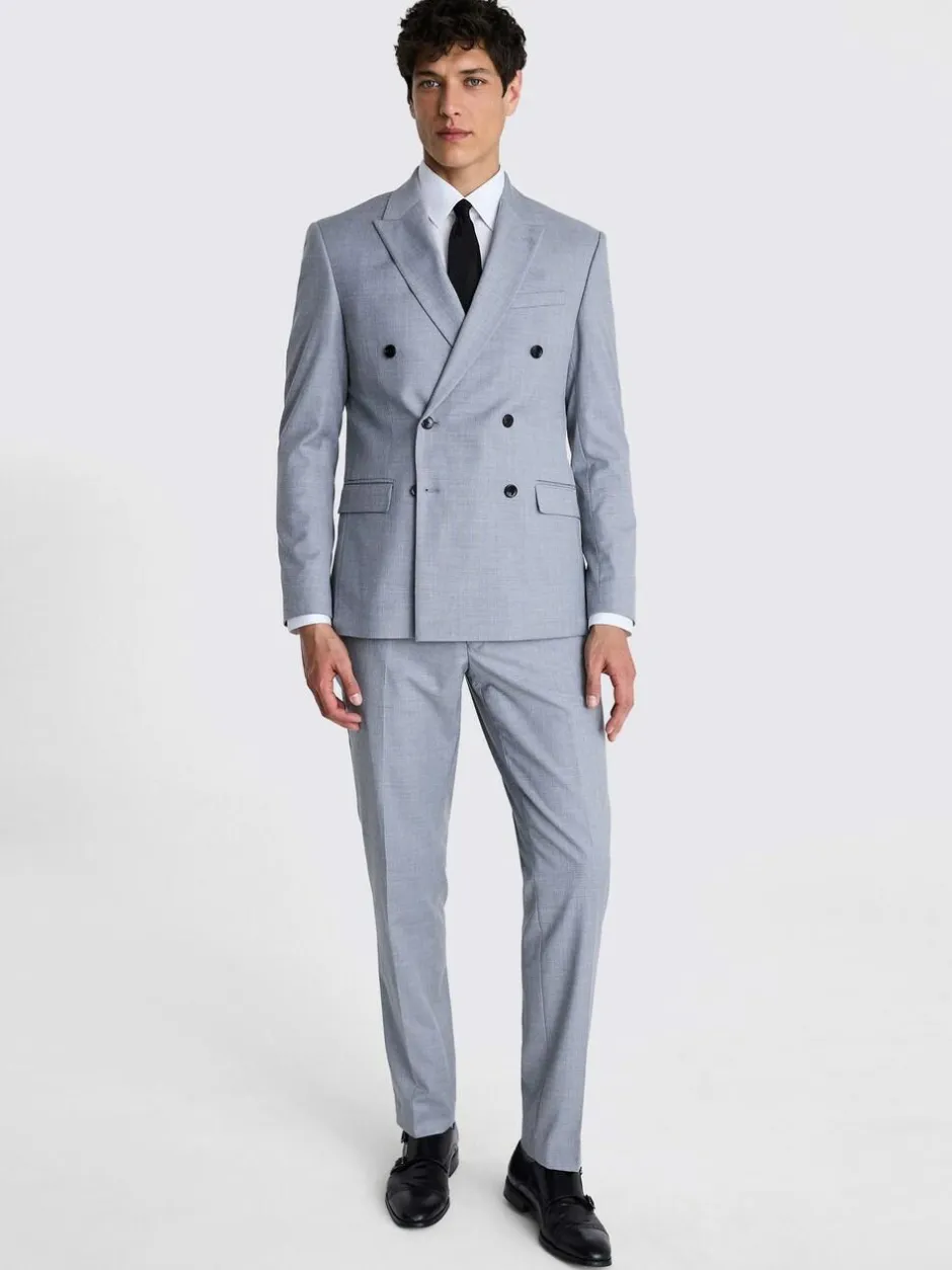 MOSS Slim Double Breasted Stretch Suit Jacket Grey Online
