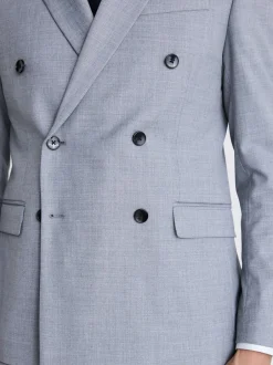 MOSS Slim Double Breasted Stretch Suit Jacket Grey Online