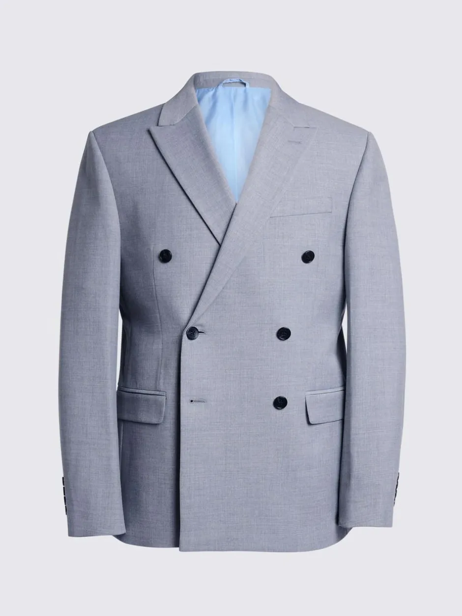 MOSS Slim Double Breasted Stretch Suit Jacket Grey Online
