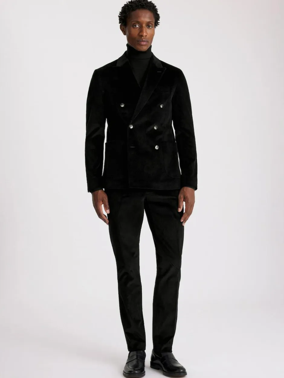 MOSS Slim Corduroy Suit Jacket Ink Discount