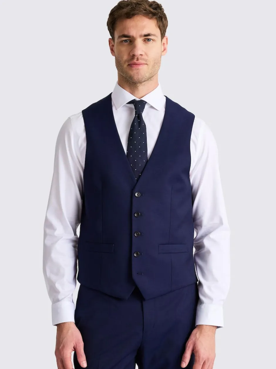 MOSS Tailored Regular Fit Stretch Suit Waistcoat Ink Discount
