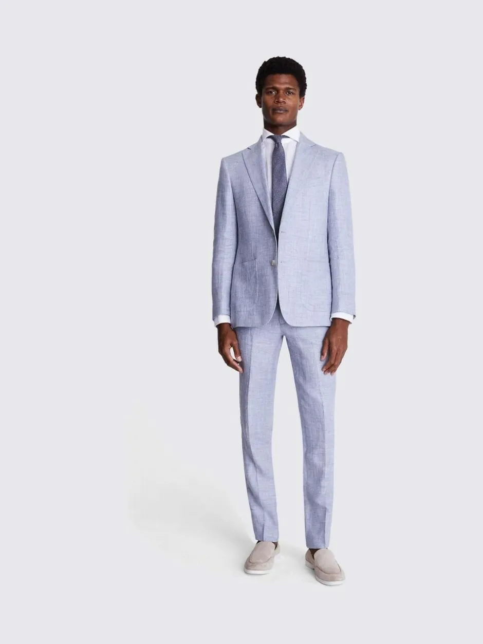 MOSS Light Blue Tailored Fit Linen Jacket Discount