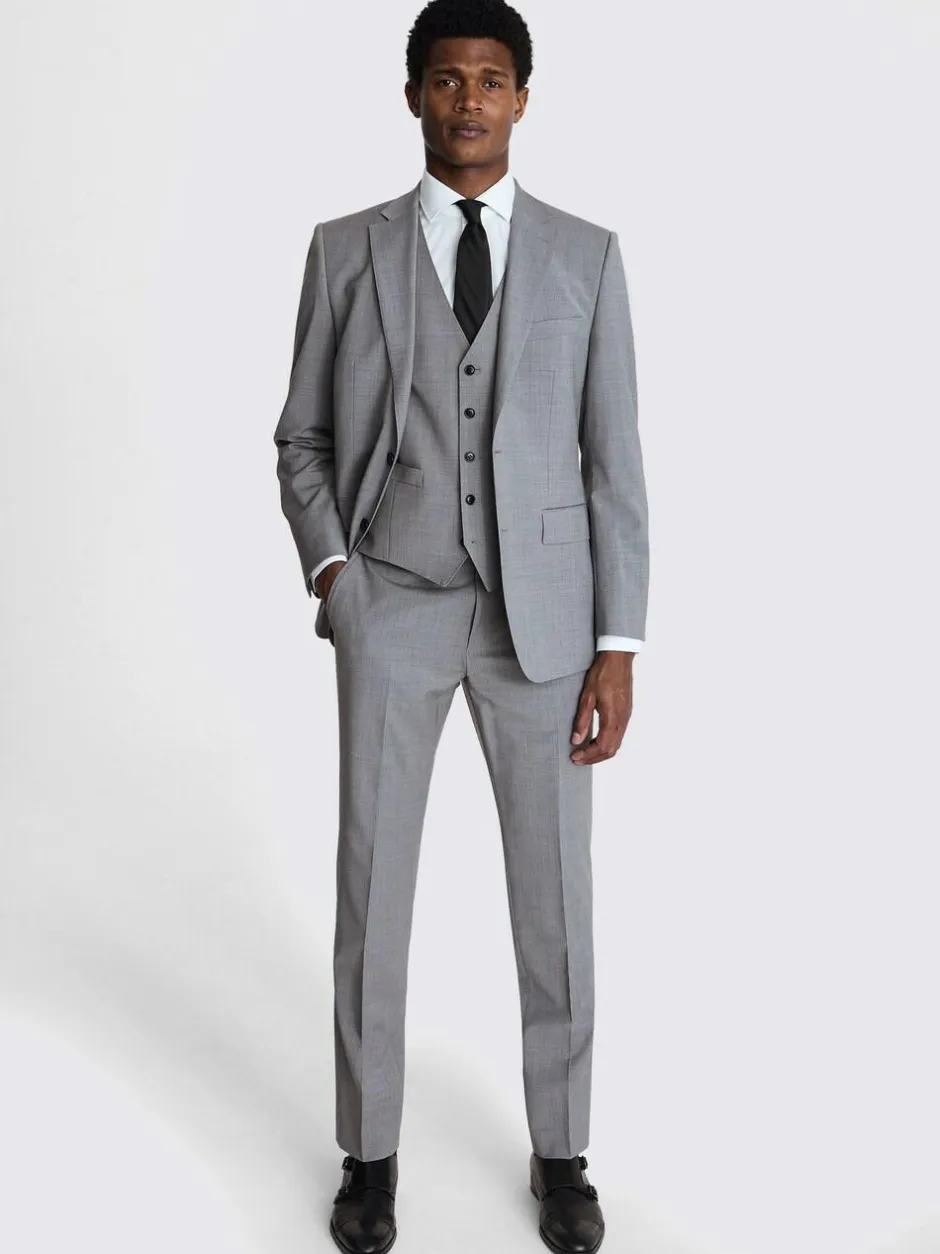 MOSS Light Grey Marl Tailored Performance Suit Jacket Clearance