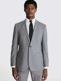 MOSS Light Grey Marl Tailored Performance Suit Jacket Clearance