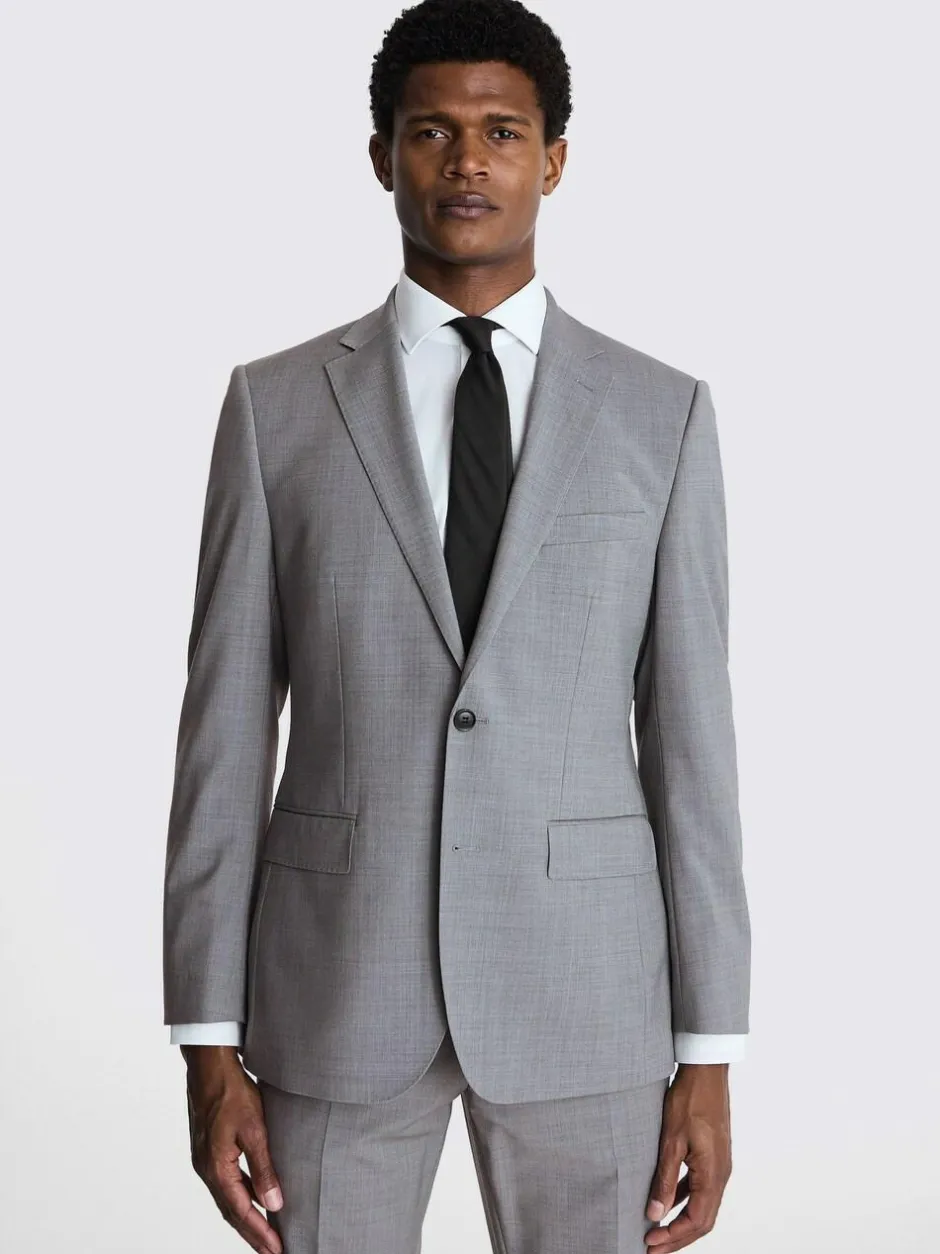 MOSS Light Grey Marl Tailored Performance Suit Jacket Clearance