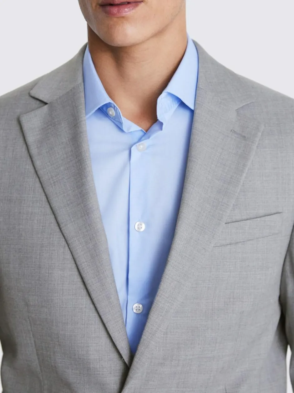 MOSS Regular Fit Stretch Suit Jacket Light Grey Hot