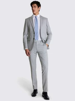 MOSS Slim Regular Fit Stretch Suit Jacket Light Grey New
