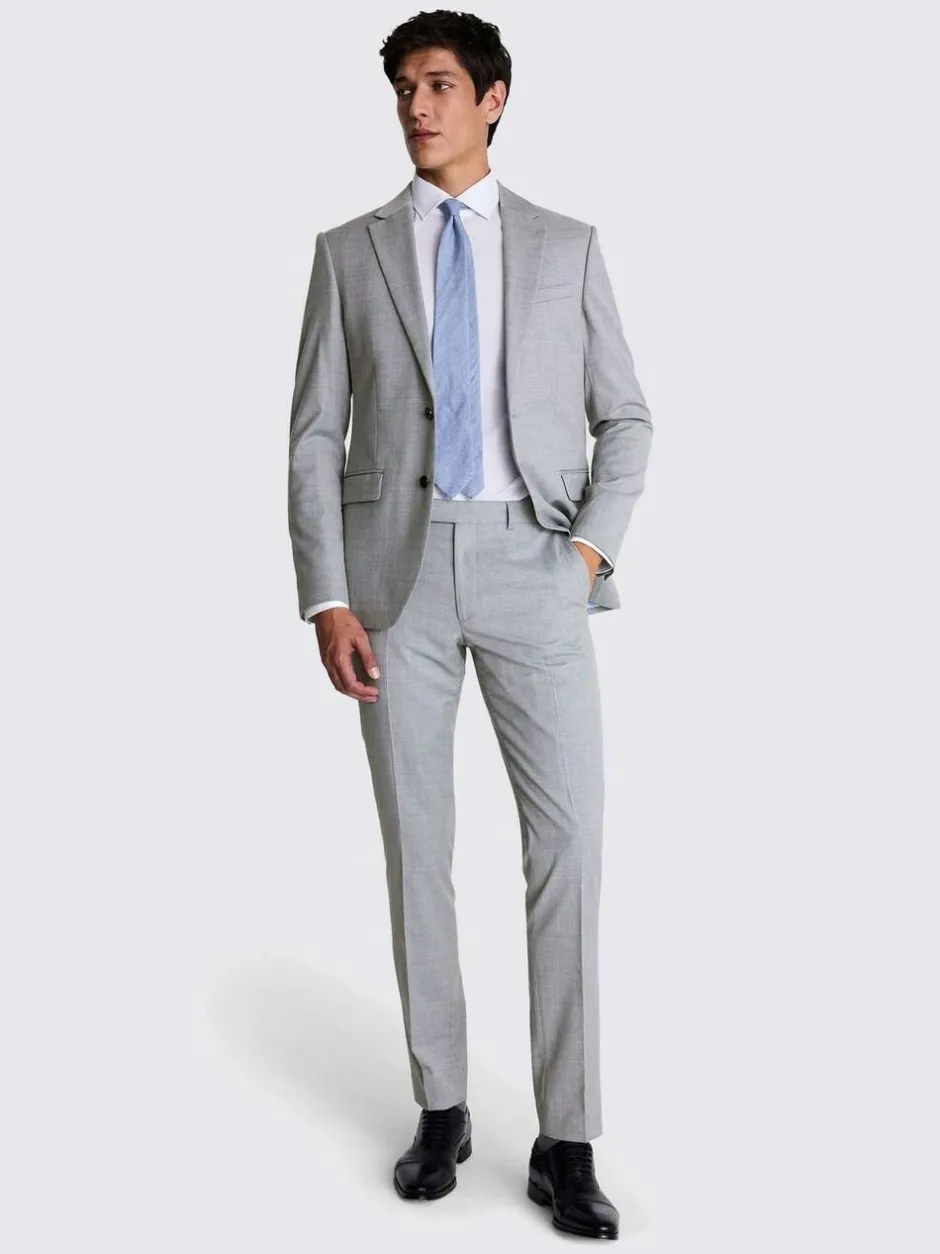 MOSS Slim Regular Fit Stretch Suit Jacket Light Grey New