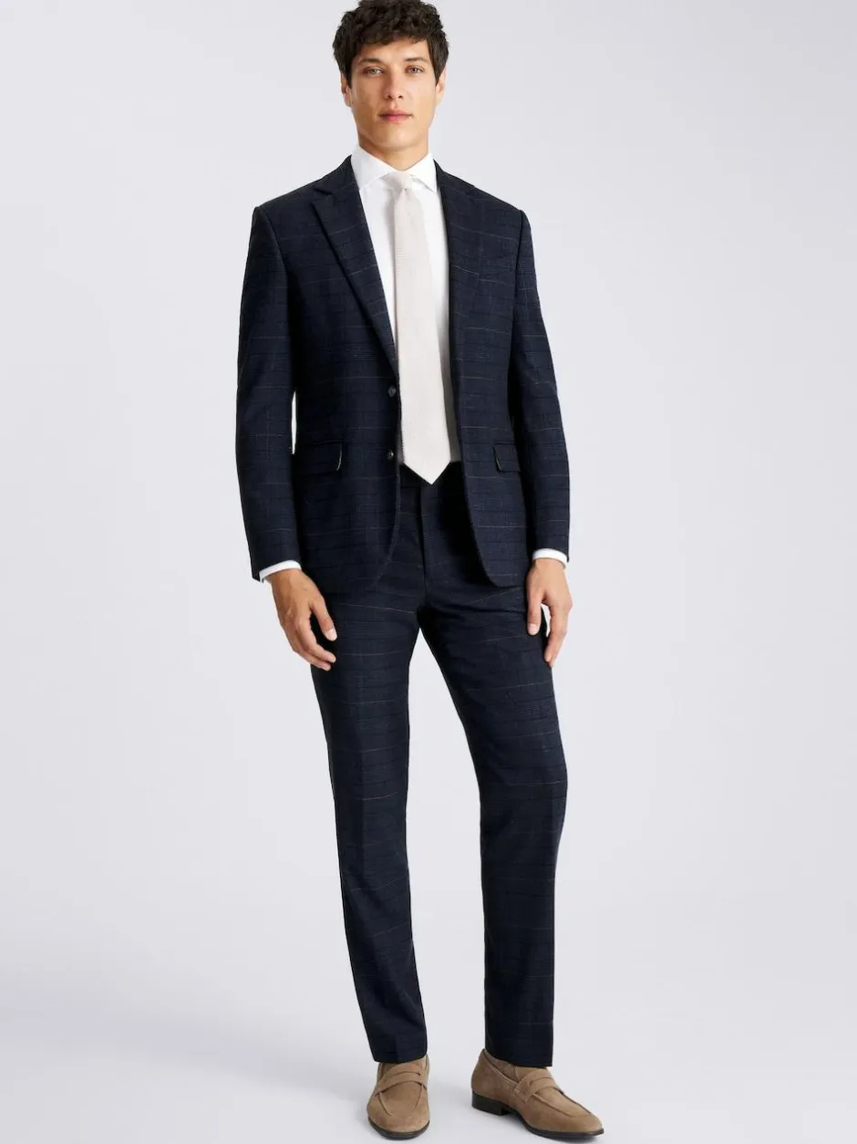 MOSS Navy Black Check Tailored Regular Fit Suit Jacket New