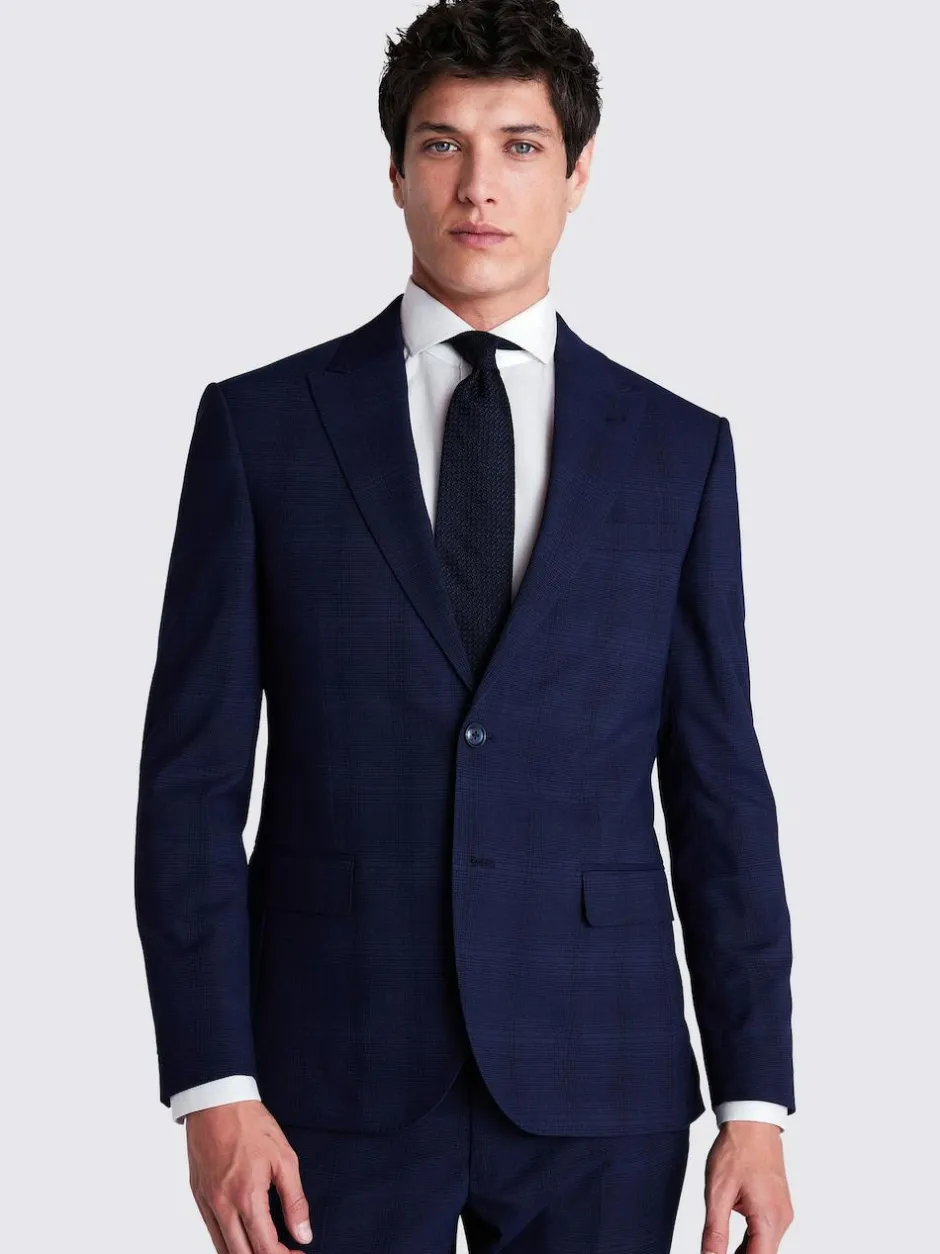MOSS Navy Check Slim Suit Jacket Hot