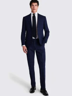 MOSS Navy Check Slim Suit Jacket Hot