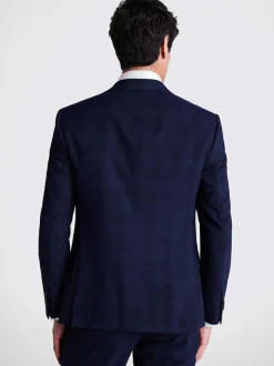 MOSS Navy Check Slim Suit Jacket Hot
