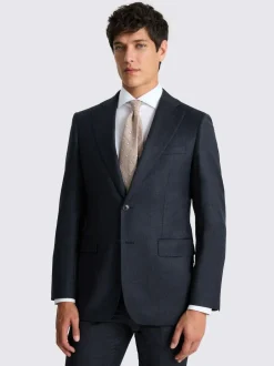 MOSS Navy Check Tailored Performance Suit Jacket Discount