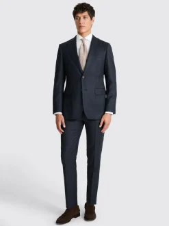 MOSS Navy Check Tailored Performance Suit Jacket Discount