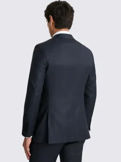 MOSS Navy Check Tailored Performance Suit Jacket Discount