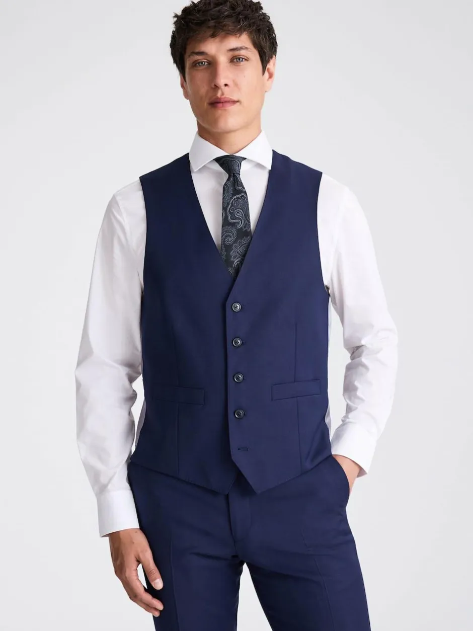 MOSS Navy Tailored Twill Suit Waistcoat Best
