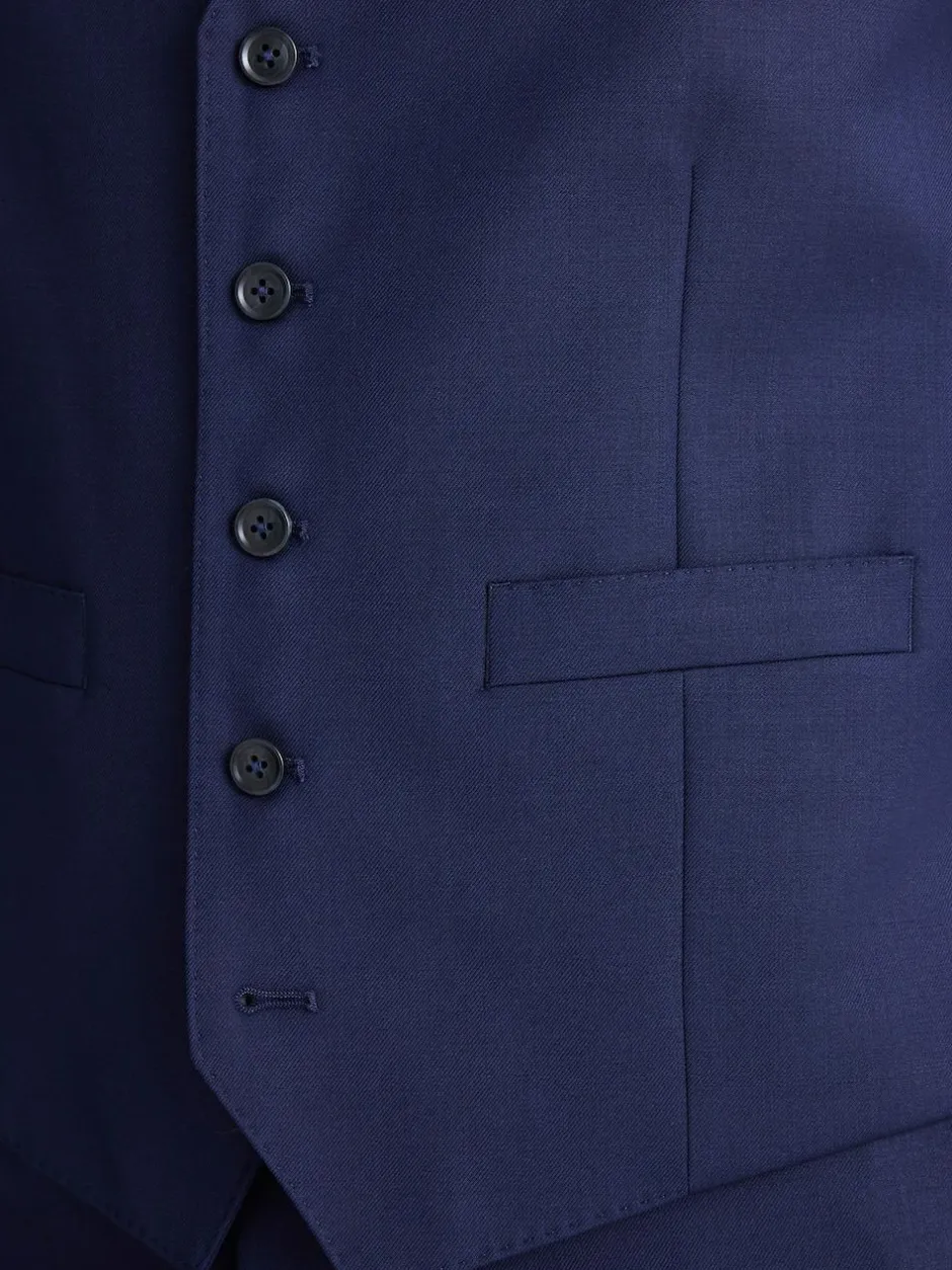 MOSS Navy Tailored Twill Suit Waistcoat Best