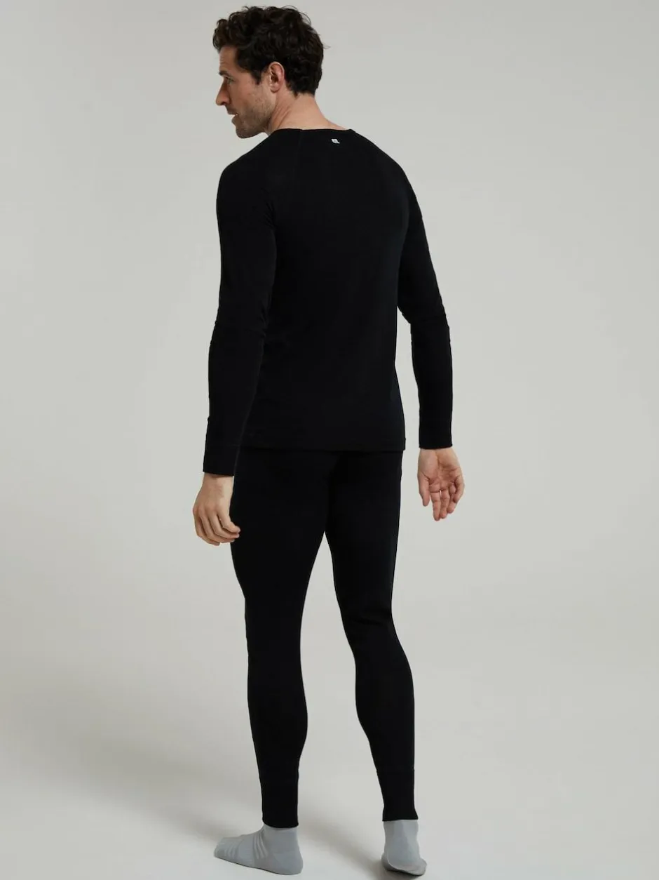 Mountain Warehouse Black Mens Merino II Thermal Baselayer Joggers Sale